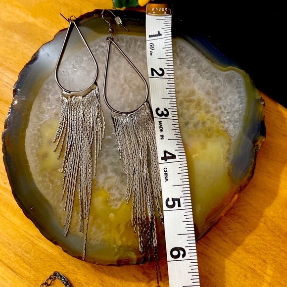Not4 sale sold Bundle Gunmetal fringe boho long earrings - Picture 9 of 13